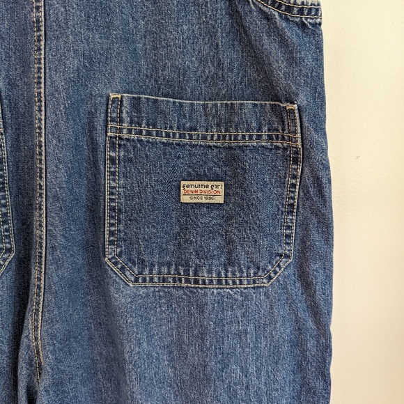 Early 2000s Denim Cropped Leg Oversized Overalls/Bibs - Picture 7 of 12